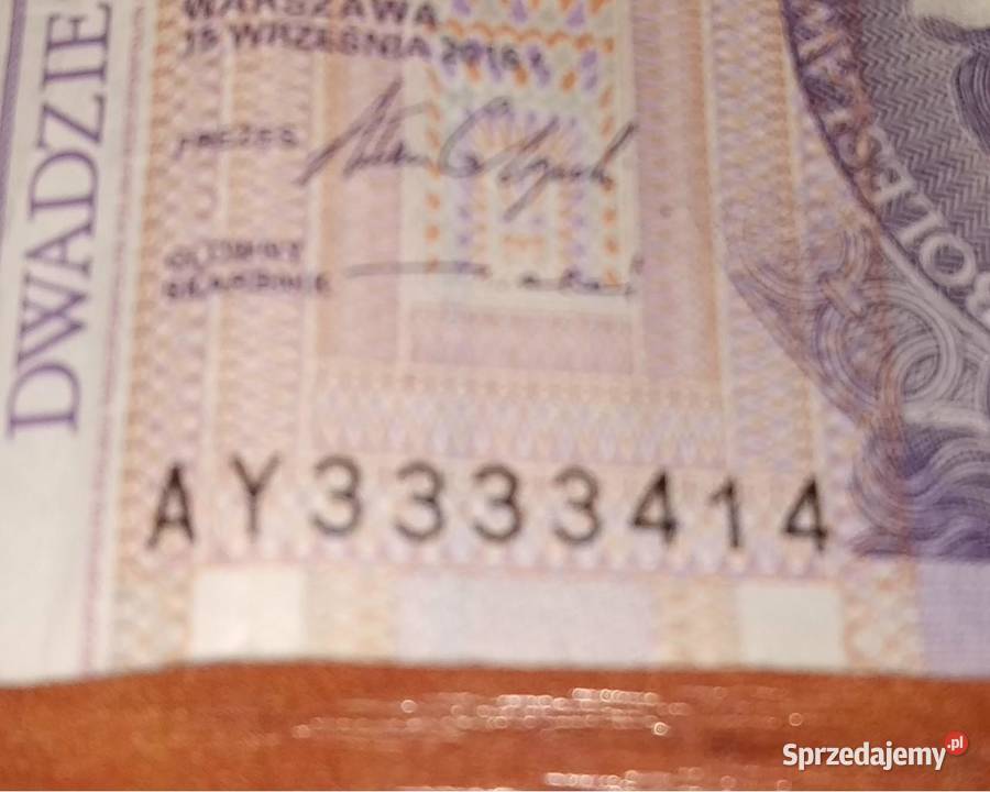 Banknot 20 kolekcjonerski seria AY 3333 Numizmatyka Opole