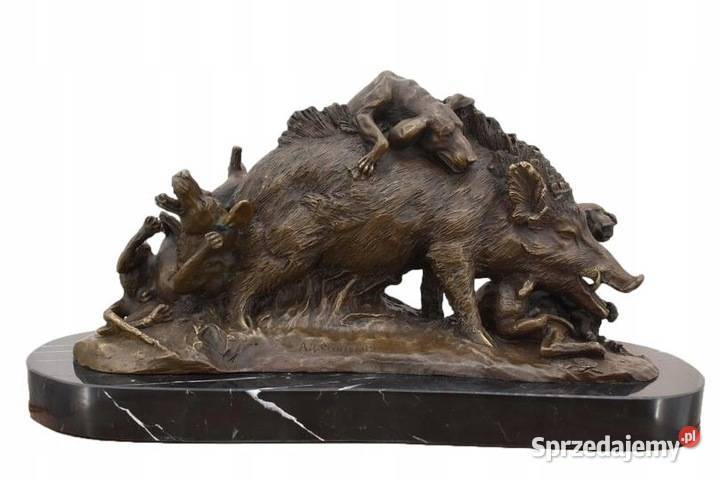 Atak Psów Na Dzika Myśliwska Figura Rzeźba z małopolskie Kraków