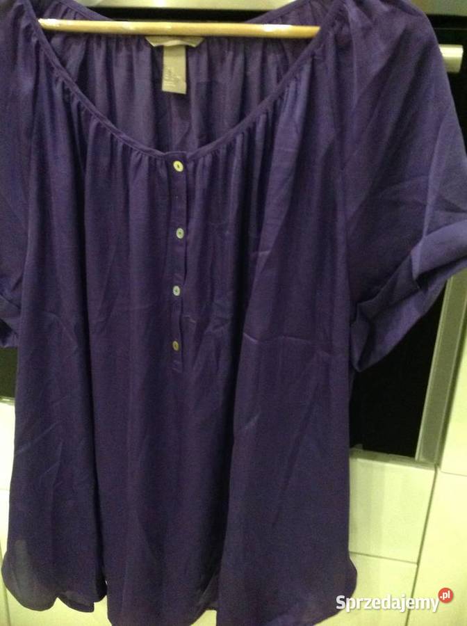 Bluzka Satynowa Damska HM 54 XXL Fioletowa H&M Nowa Sól