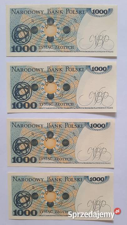 Zestaw Banknotów PRL 1000 x 4 Gliwice