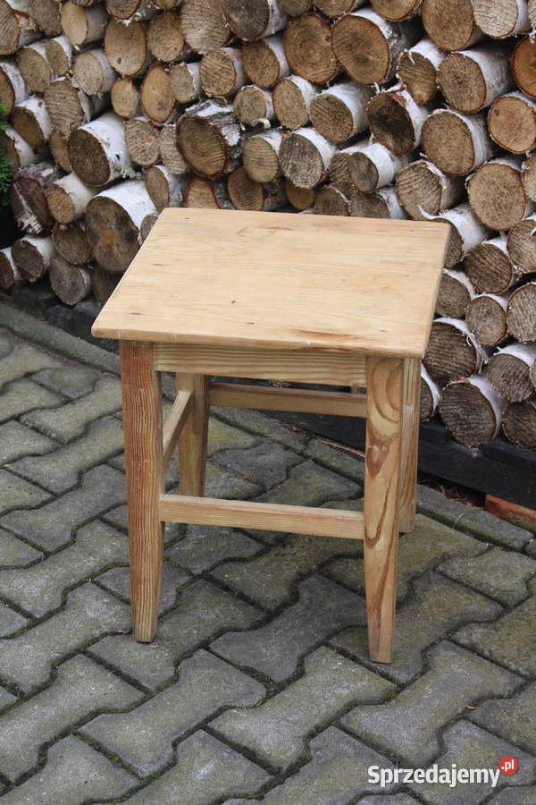stary drewniany taboret 39.5cm Kalisz