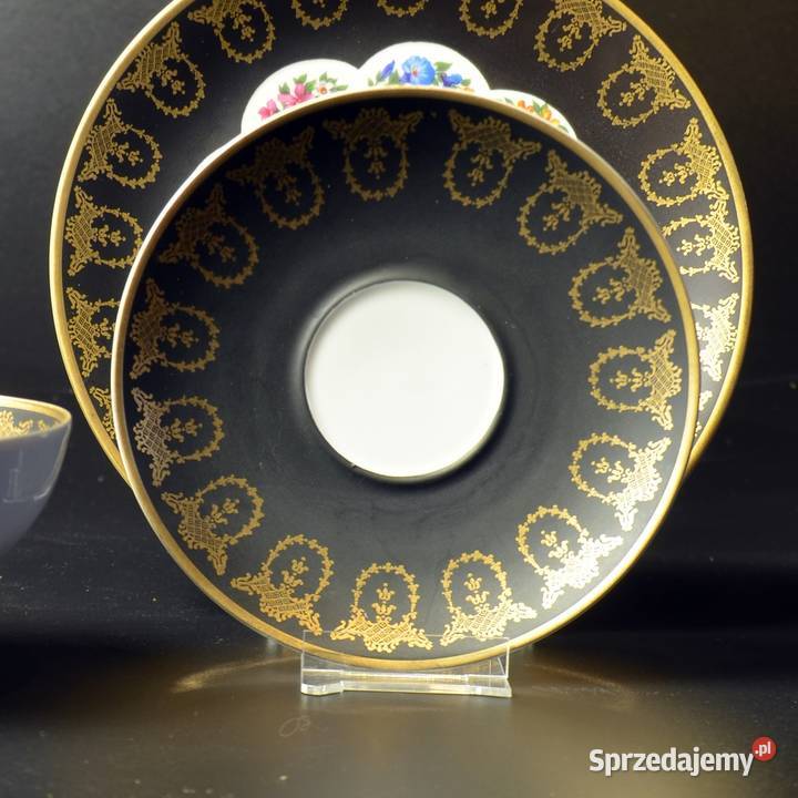 Zjawiskowe MatowoCzarne Trio GKC Bavaria Porcelana i szkło Legnica