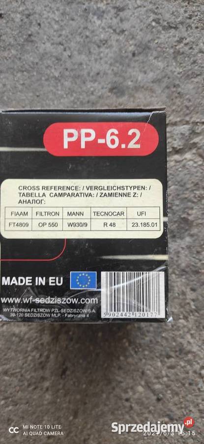 PP62 PZLSĘDZISZÓW FILTR OLEJU OP 550 ZAMIENIK oleju Koronowo