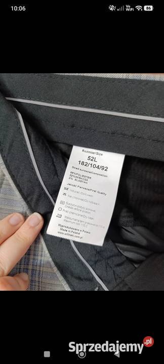 Garnitur szary Wiliński buty skórzane lakierki Odzież wyjściowa Szczerców