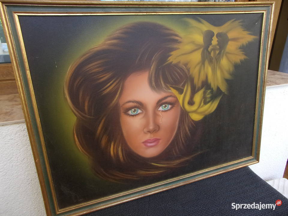 Stary ładny obraz MIŁOSNE WSPOMNIENIE w sprzedam