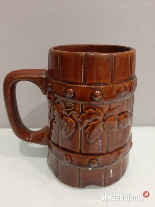 Kufel Okocim z porcelit PRL Sosnowiec