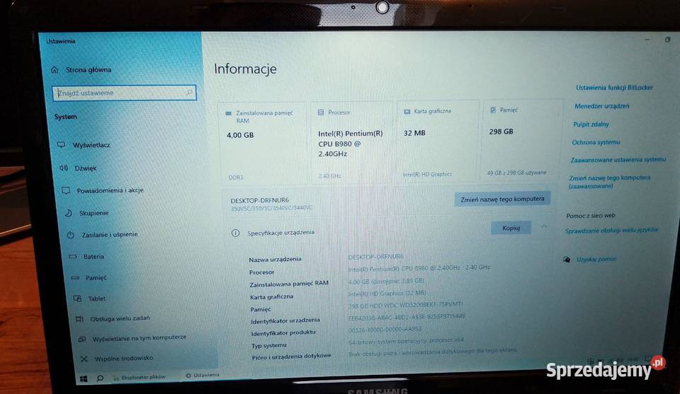 Samsung NP350E5C 2x24Ghz 4GB 320GB 1366 x 768 Olsztyn