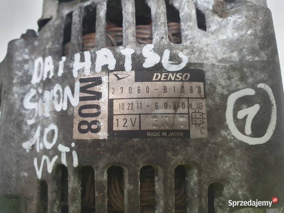ALTERNATOR Daihatsu Sirion 10 VVTi 27060B1080