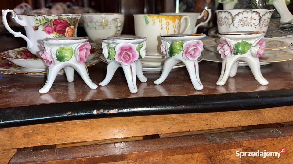 Świecznik Z porcelanowymi kwiatkami Niemcy Lata pomorskie Gdańsk sprzedam