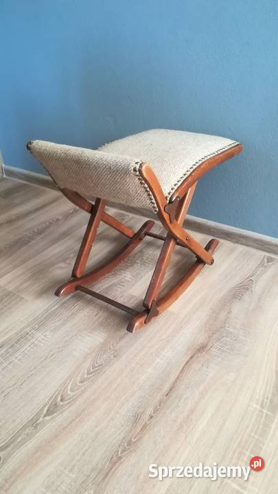 Podnóżek bujany Drewniany regulowany Antyk Brzostek