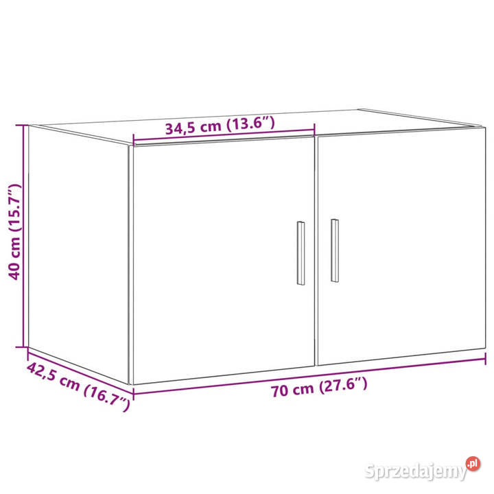 Szafka wisząca biała 70x425x40 materiał