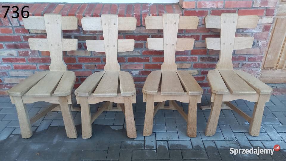 Krzesła dębowe drewniane 4 rustykalne twarde zachodniopomorskie Gawroniec