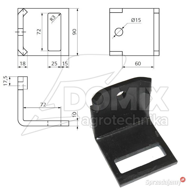 Uchwyt zęba 70x12mm na ramę 60x60mm AF701260 Golina sprzedam