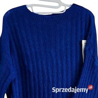 Wiralowy sweter w kolorze chabru rękawy dzwonek Wejherowo