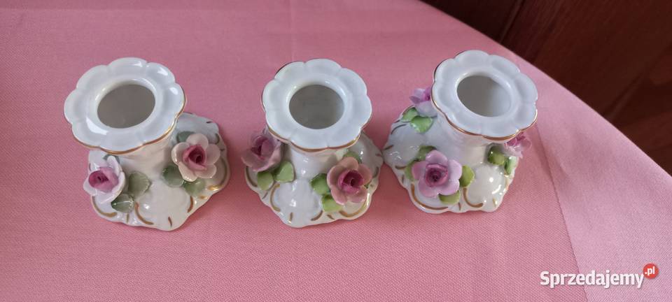 Świecznik 3 porcelana drezdeńska nowe