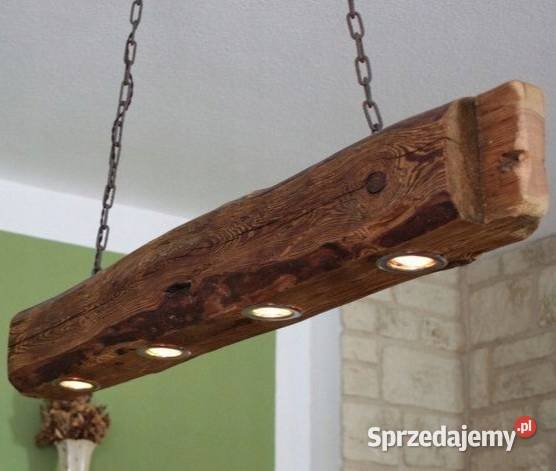 Lampa loft belka drewniana retro wisząca ozdobna Bartoszyce