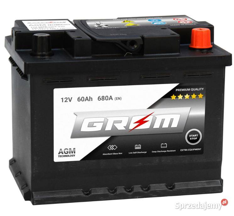 Akumulator 60Ah 680A Grom AGM startstop P Akumulatory Kościerzyna sprzedam