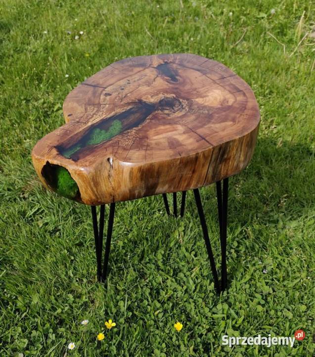 Stolik kawowy ozdobny skandynawski z żywicą i Dom i Ogród Żory