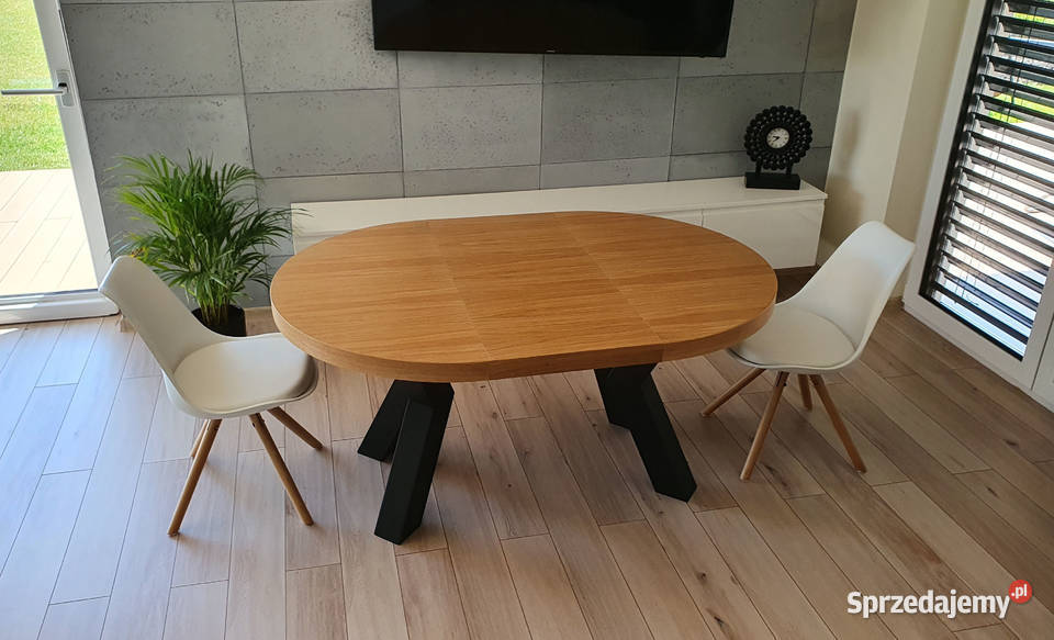 Nowoczesny stół dębowy okrągły rozkładany Loft 3 Krosno