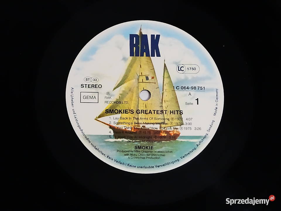 Smokie Greatest Hits RAK 1C 06498 751 płyta winylowa lubelskie Biłgoraj sprzedam