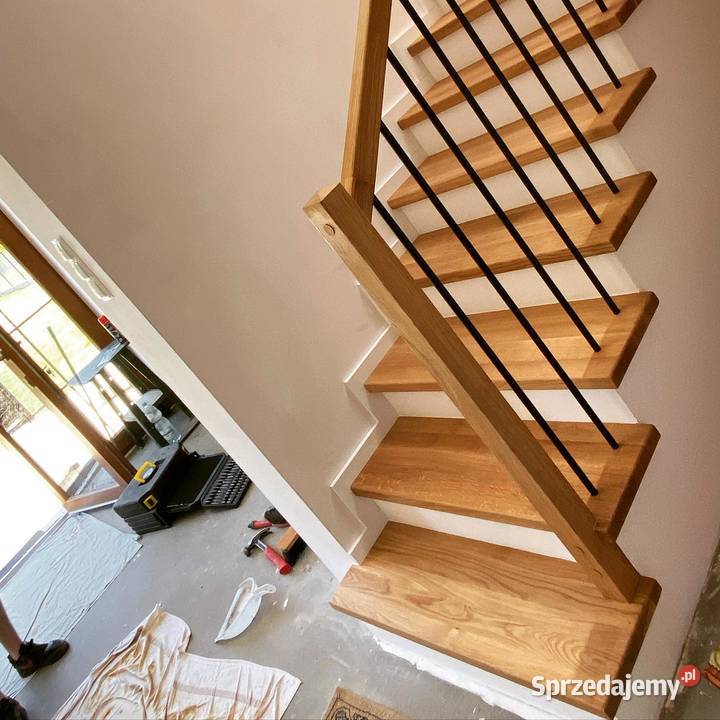SCHODY DREWNIANE na beton LED dębowe MONTAŻ Końskie sprzedam