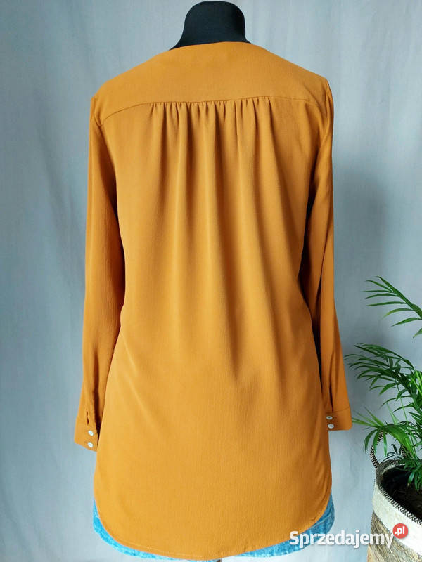 Musztardowa bluzka koszulowa damska z Złoczew