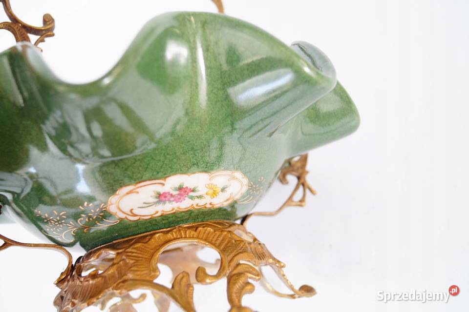 Patera koszyk porcelana z brązem zielony wielkopolskie Gizałki sprzedam