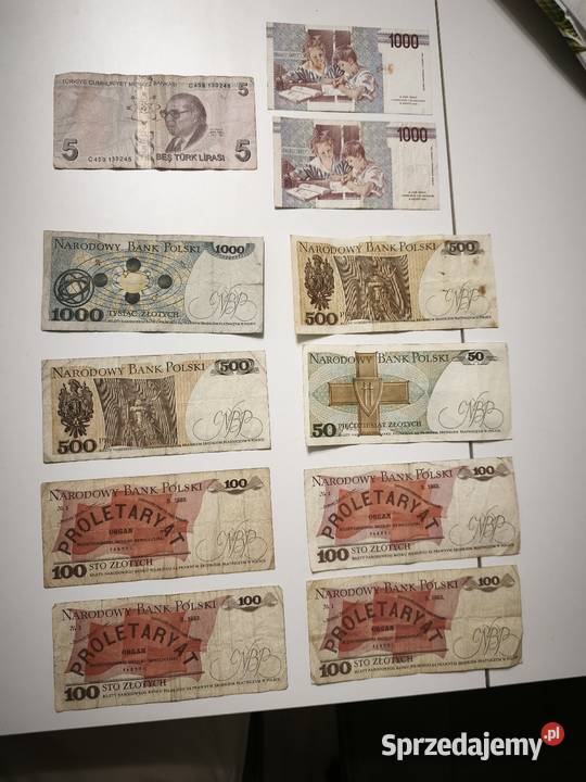 Banknoty PRL 50 100 1000 włoskie i tureckie kujawsko-pomorskie Bydgoszcz
