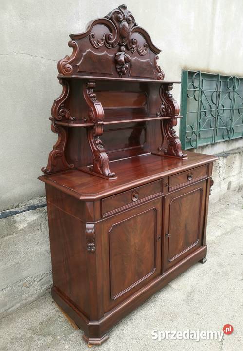 Mahoniowa komoda z nadstawką pomocnik antyk Wałbrzych