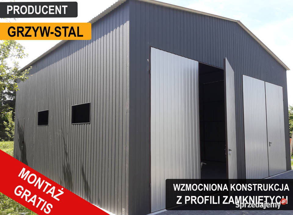 D1 Garaż blaszany Grafitowy Magazyn Wiata Hala 64m2 Gostyń
