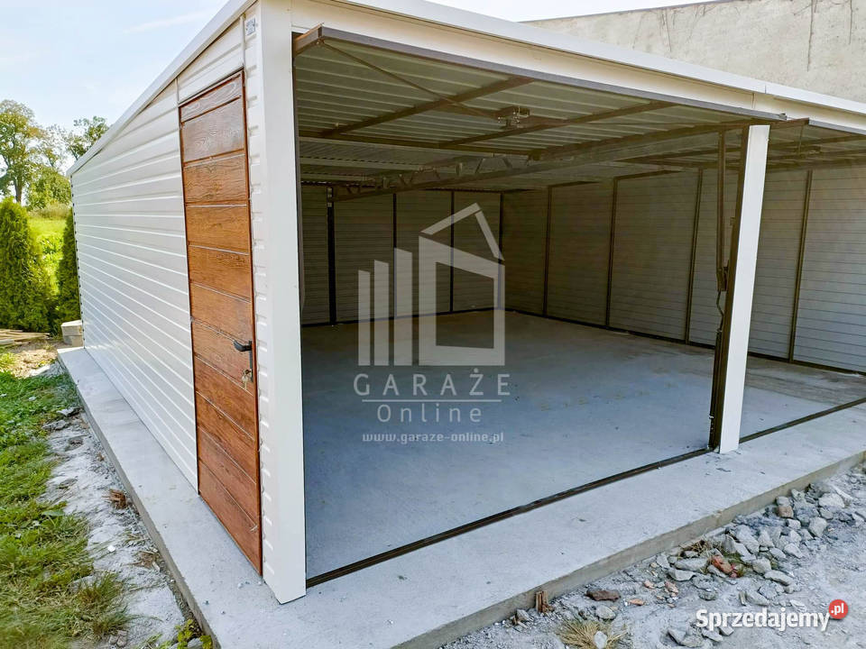 GARAŻ BLASZANY 6m x 58m spad tył 2x Brama drzwi blacha Tarnów