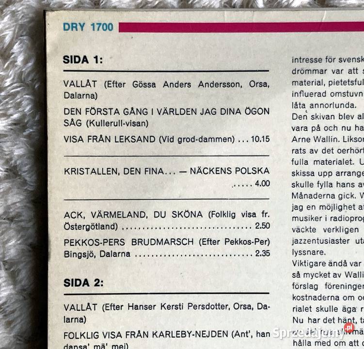 BengtArne Wallin Old Folklore In Swedish Modern Płyty i kasety Szczecin sprzedam