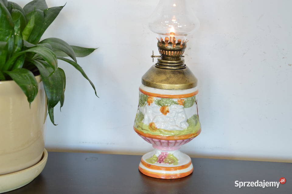 piękna ceramiczna LAMPA NAFTOWA stara Jastrzębie-Zdrój sprzedam