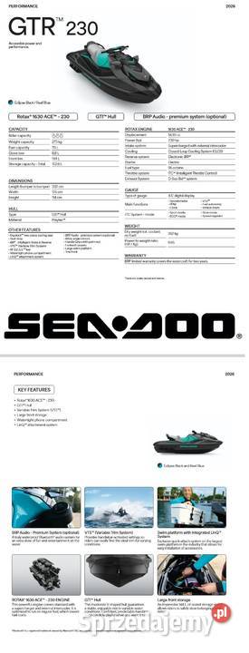 Skuter wodny Seadoo GTR 230 eclipse black reef Pozostałe Nowy Sącz