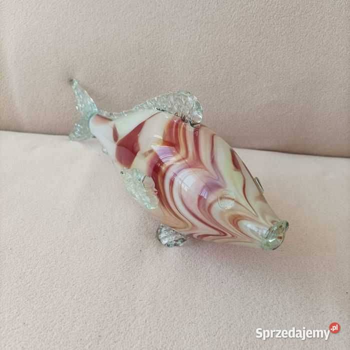 Szklana ryba szkło kolorowe z PRLu Stronie Śląskie