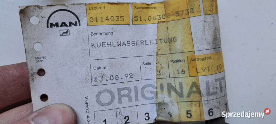 Przewód układu chłodzenia MAN 51063025738 ciężarowe Węże chłodnicy Luzino