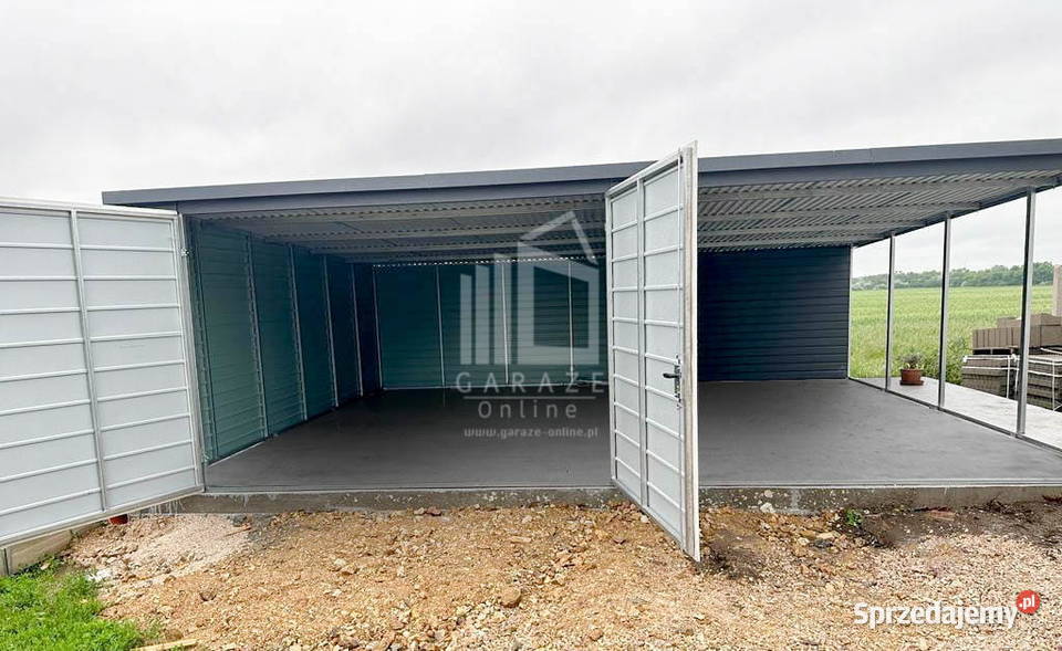 GARAŻ BLASZANY 4m x 6m poziom wiata 3x6 spad tył Tczew