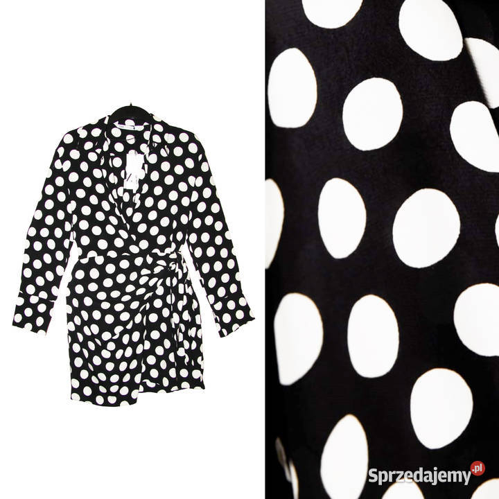 Zara piękna kopertowa czarna sukienka w białe Spódnice i sukienki Warszawa