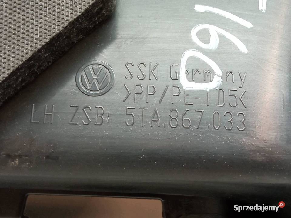 TAPICERKA BOCZEK BAGAŻNIKA LEWY 5TA867033 VW Tapicerki samochodowe