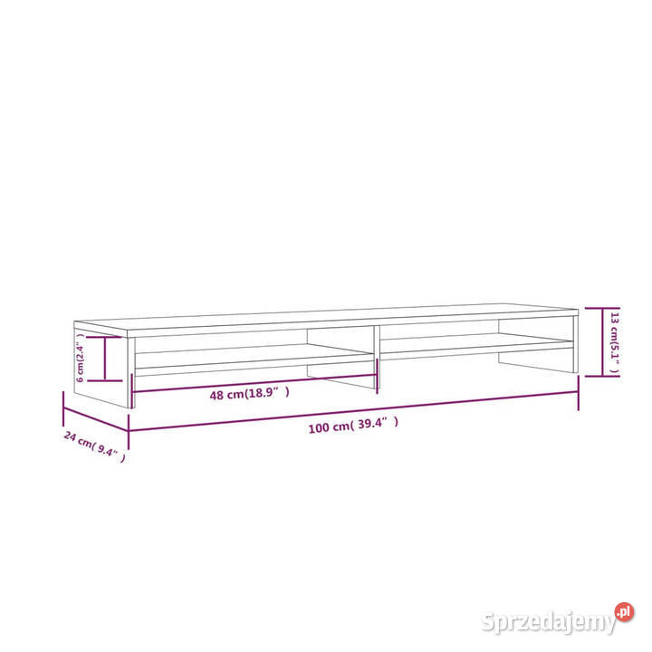 Podstawka na monitor biała 100x24x13 lite drewno Warszawa
