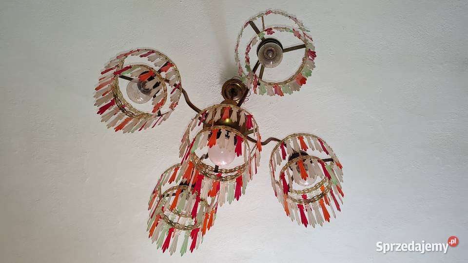 Żyrandol prl z krysztalami Jędrzejów sprzedam