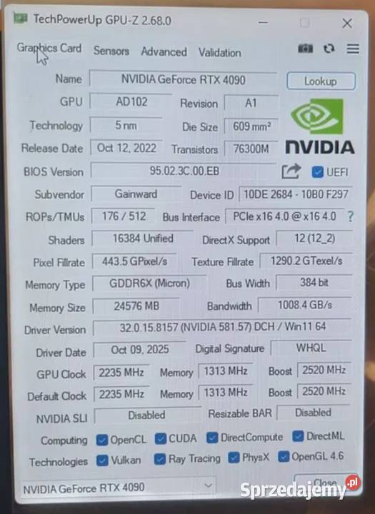 Karta graficzna NVIDIA RTX 4090 Gainward Phantom