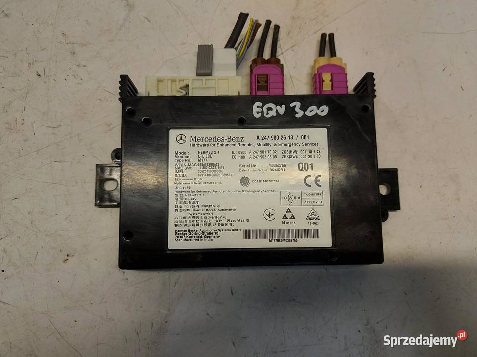 Mercedes EQV w447 Vklasa 2021 moduł sterownik Układ elektryczny, zapłon