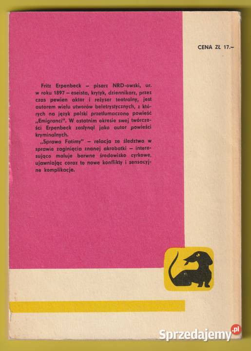 JAMNIK SPRAWA FATIMY FRITZ ERPENBECK 1973 Łódź