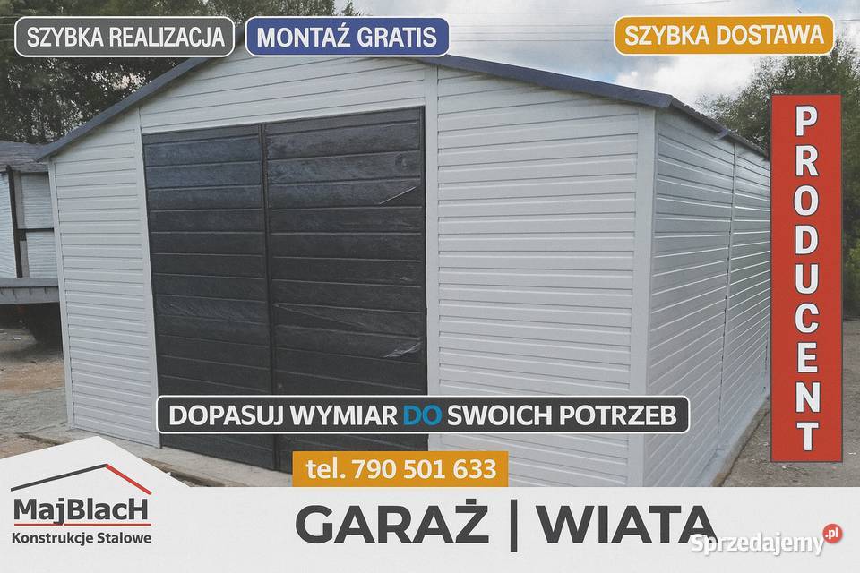 Biały GRAFIT Garaż Blaszany Dwuspadowy z lubelskie Zamość