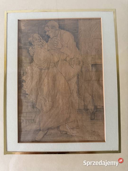 Grafika Oryginalny Rysunek Ołówkiem 1950 Alfred Czerwionka-Leszczyny