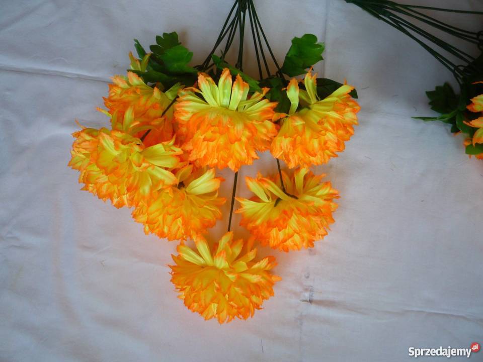 Chryzantema 8 sztuk Żółty Sztuczny kwiat gałązka odcienie żółtego Szczecin