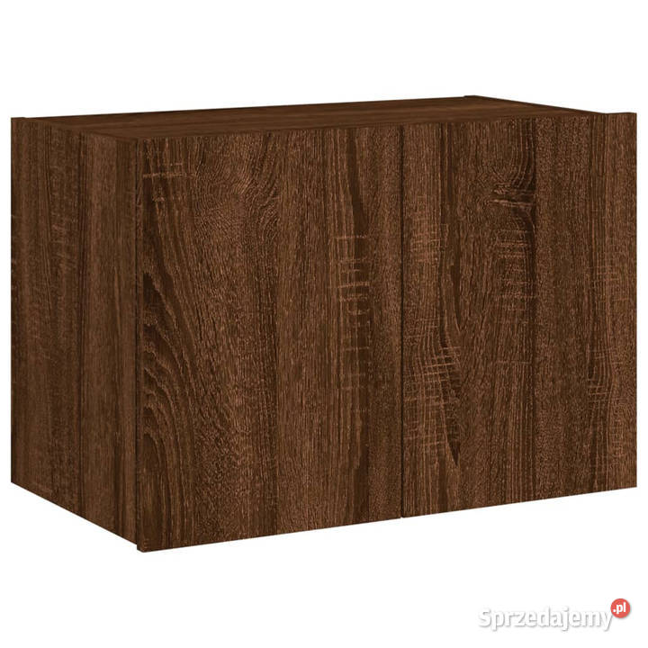 Ścienna szafka TV z LED brązowy dąb 60x35x41 Szafki