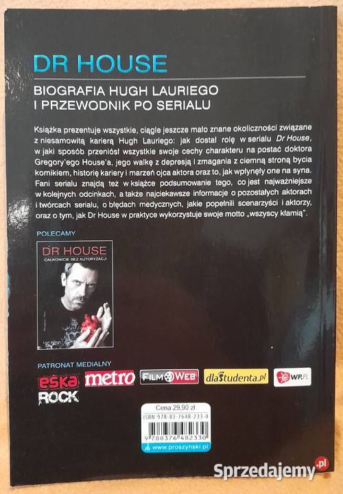 Książka Dr House Biografia Hugh Lauriego Proza i poezja mazowieckie Warszawa