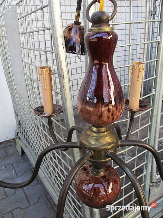 Żyrandol 6ramienny Ceramika Mirostowice PRL Nieporęt